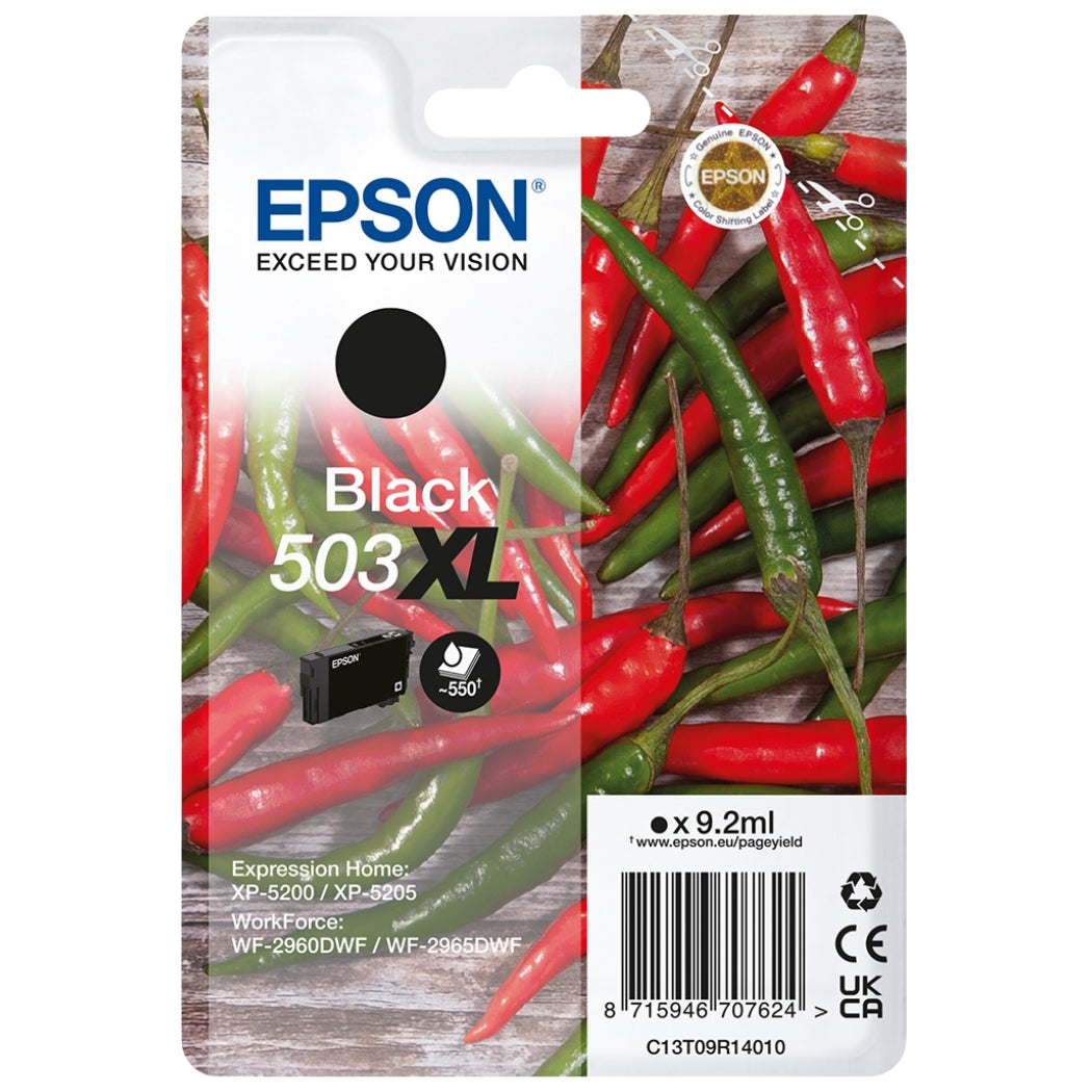 Original Epson 503XL High Yield Black Ink Cartridge, C13T09R14010