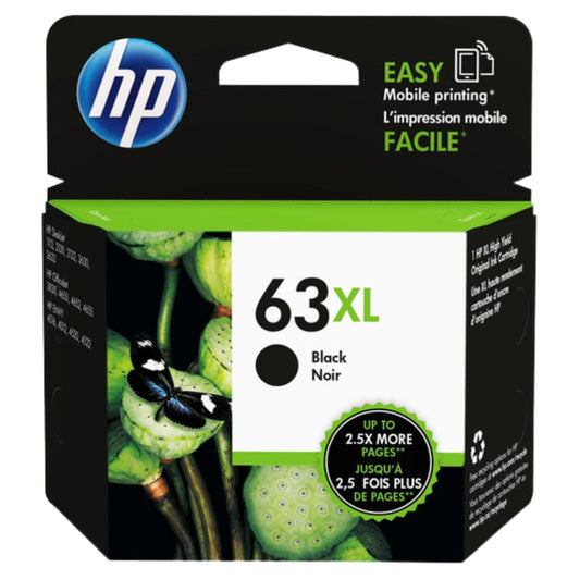 
High Yield HP 63XL (F6U64AN) Black Ink Cartridge
