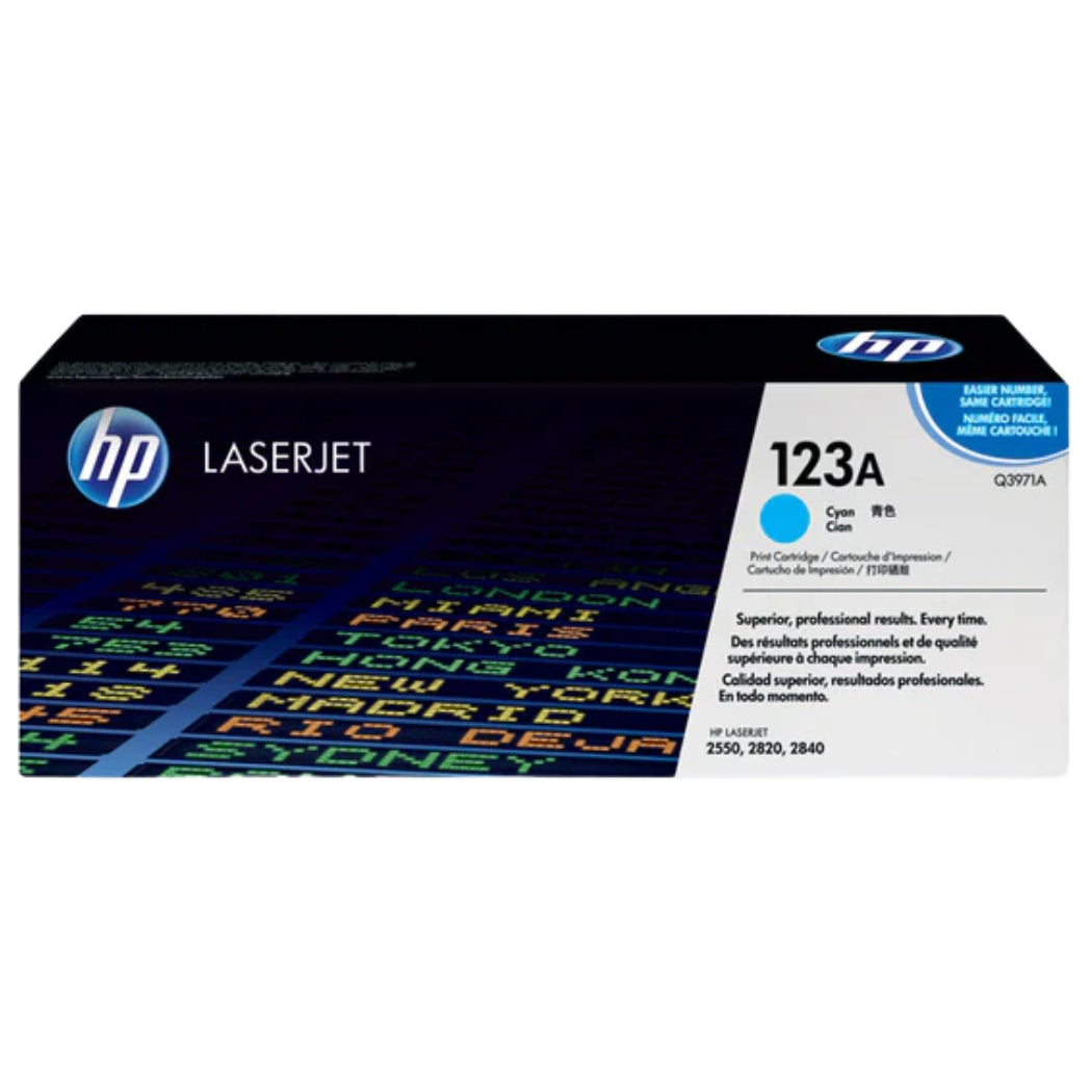 Original HP 123A Cyan LaserJet Toner Cartridge, Q3971A