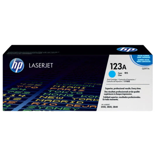 Original HP 123A Cyan LaserJet Toner Cartridge, Q3971A