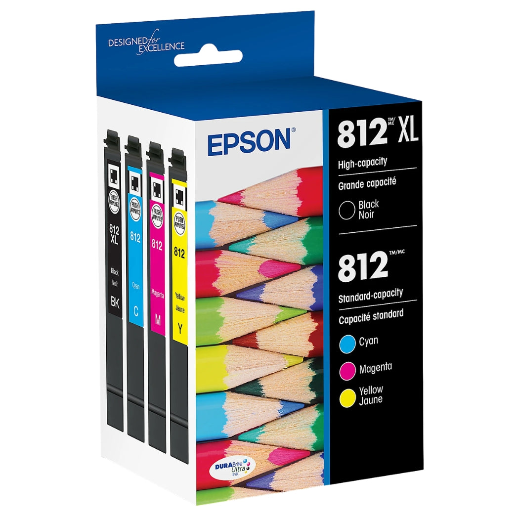Original Epson T812XL/812 Multi-Color (4-Pack) Ink Cartridge, T812XL-BCS