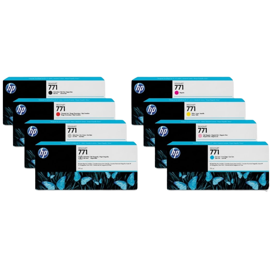 HP 771A Black and Color Standard Yield Ink Cartridge (8 Pack)