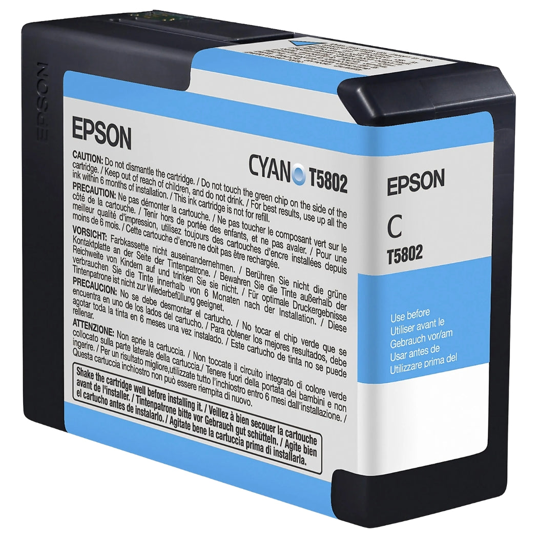 Original Epson T5802 Cyan 80ml Ink Cartridge