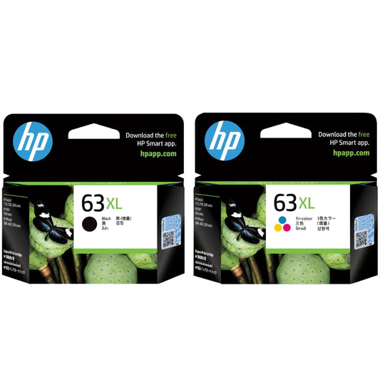 Original High Yield HP 63XL Black and Tri-Color Ink Cartridge