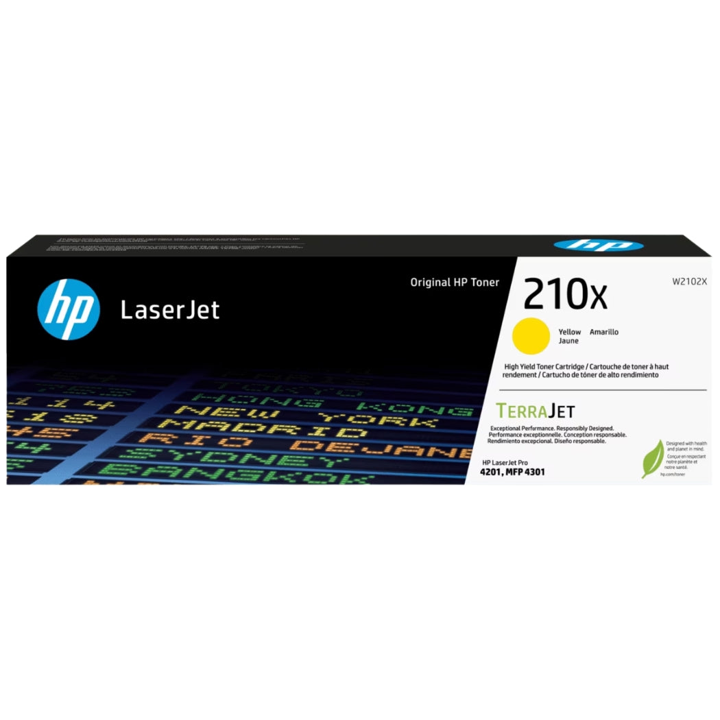 Original HP 210X High Yield Yellow Toner Cartridge, W2102X