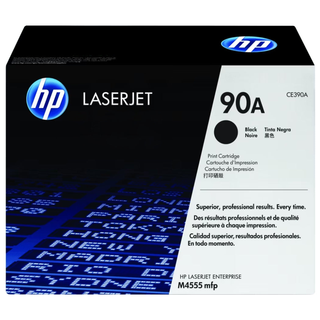 Original HP 90A Black LaserJet Toner Cartridge, CE390A