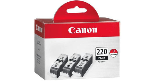 Original Canon PGI-220 3PK Standard Yield Black Ink Cartridge, 2945B004