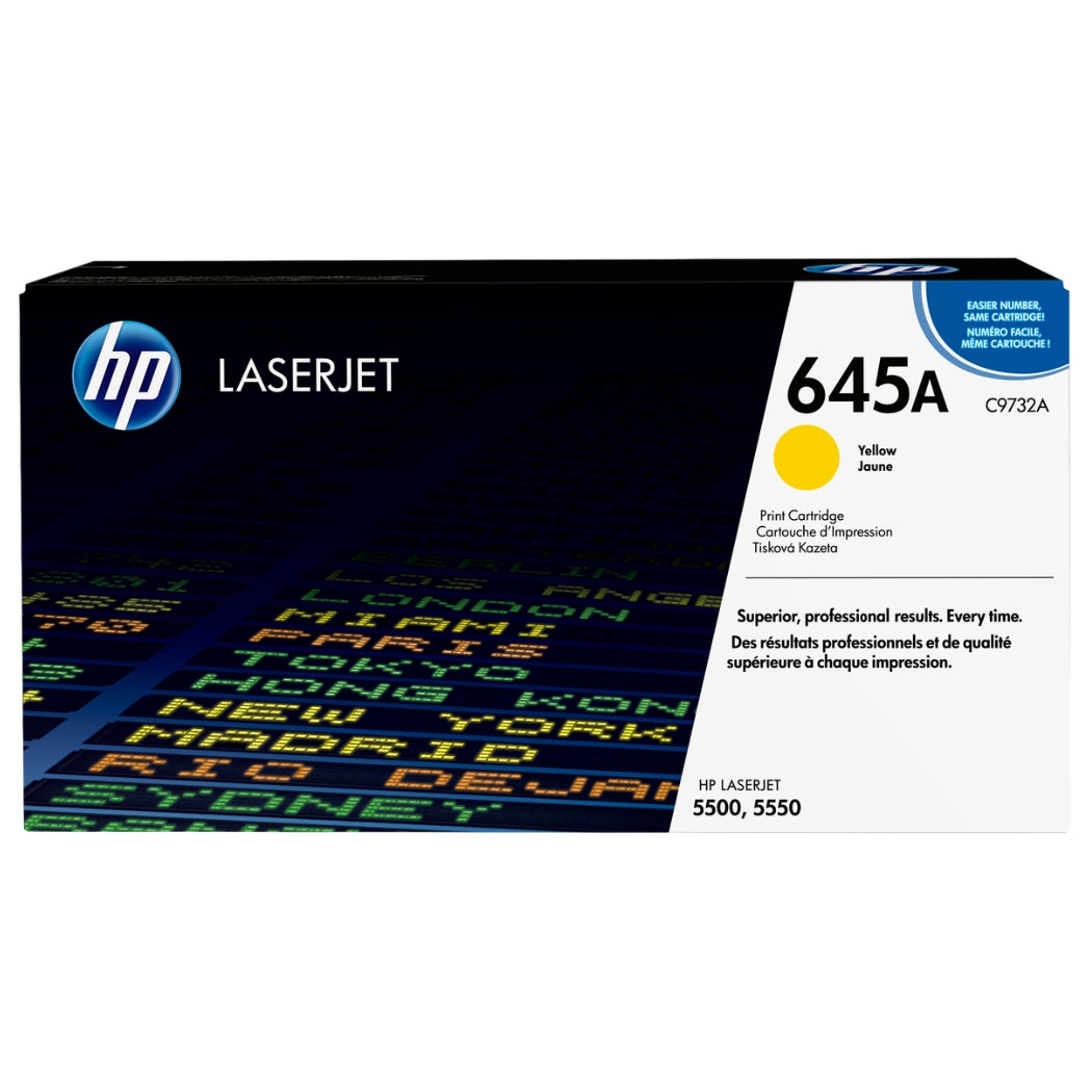Original HP 645A Standard-Yield Yellow Toner Cartridge, C9732A