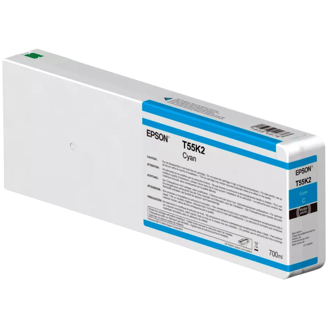 Genuine Epson (700ml) UltraChrome HD Cyan Ink Cartridge, T55K200