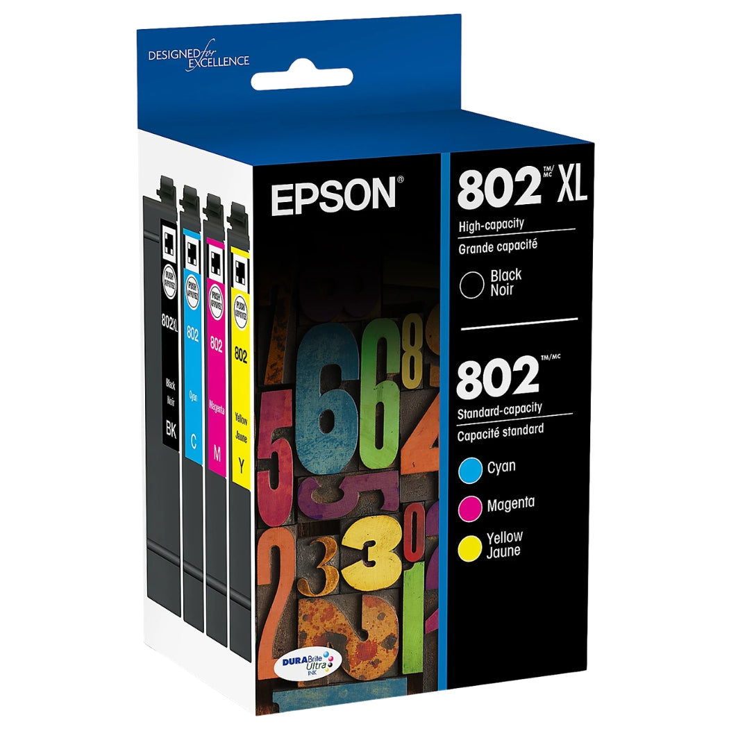 Original Epson T802XL/802 Multi-Color (4-Pack) Ink Cartridge