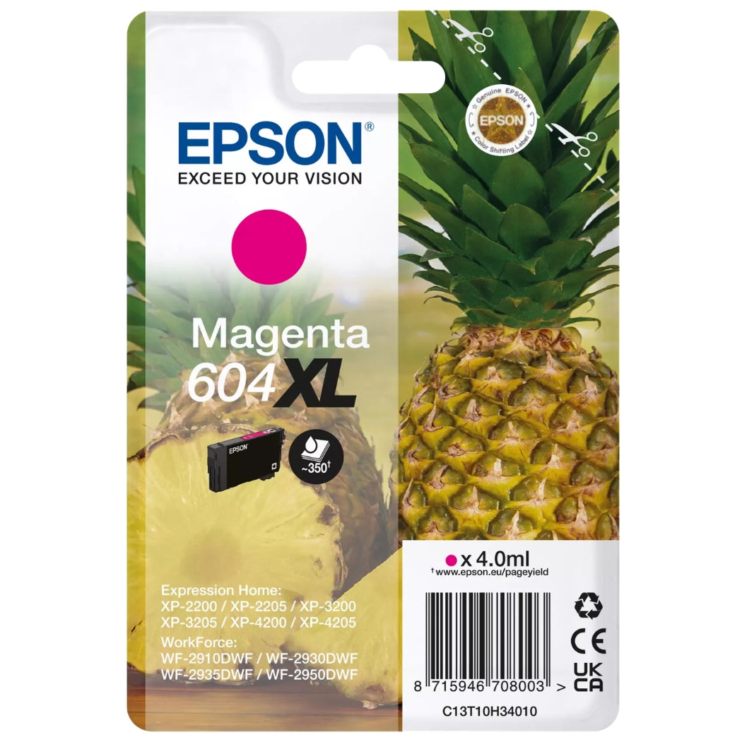 Original Epson 604XL High Yield Magenta Ink Cartridge, C13T10H34010