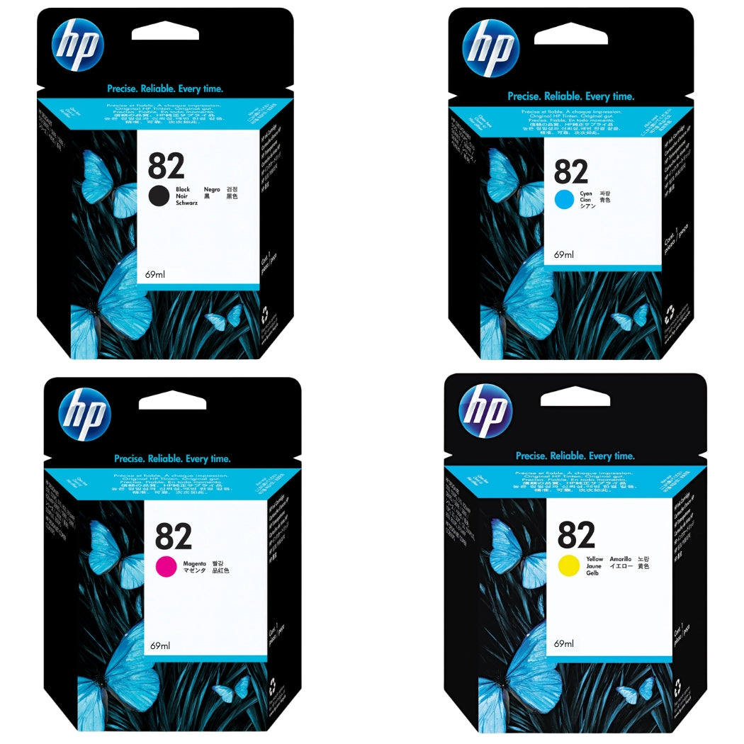 HP 82 69-ml Black, Magenta, Cyan, Yellow Ink Cartridge, 4 Pack