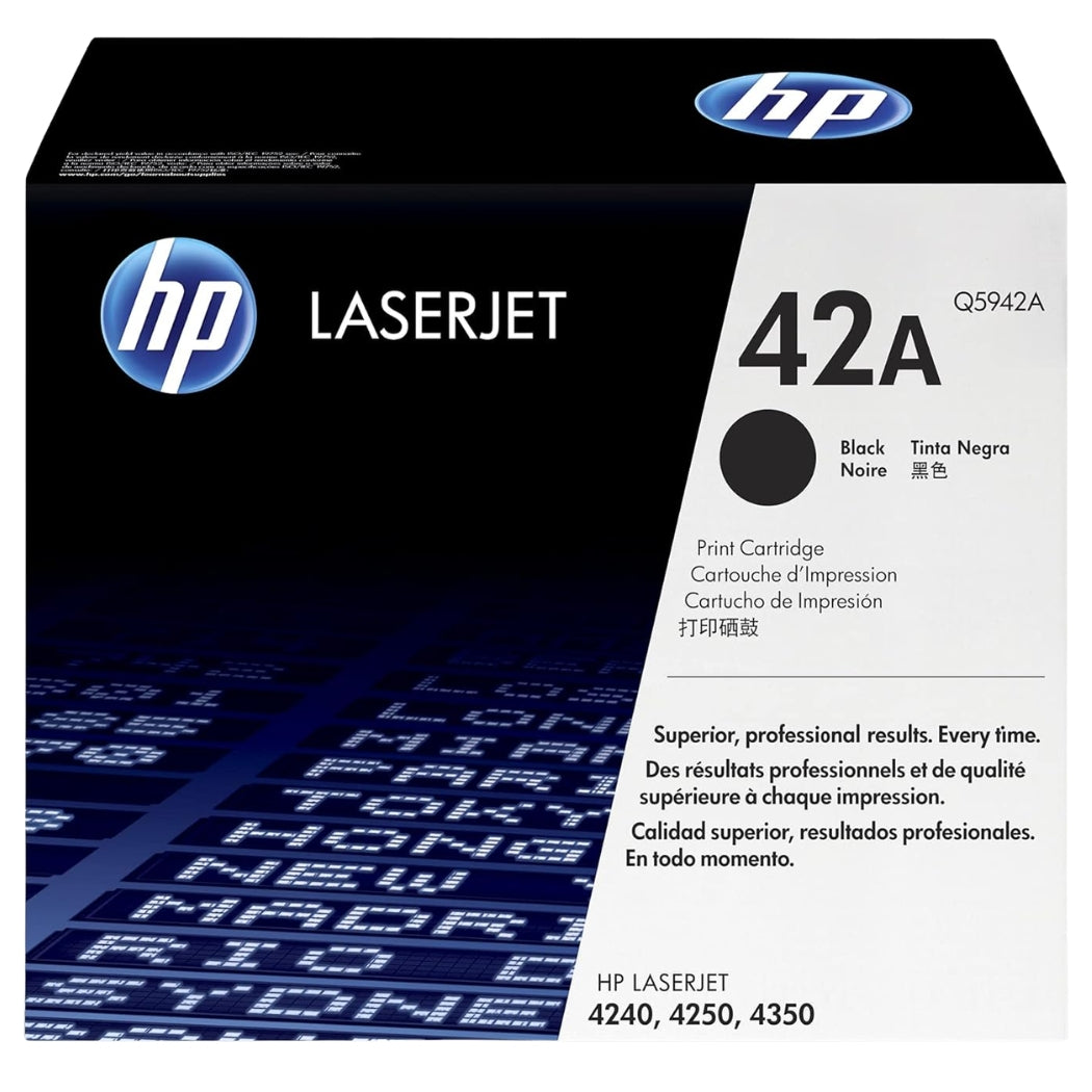 HP 42A Standard Yield Black LaserJet Toner Cartridge, Q5942A