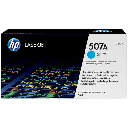 HP 507A Standard Yield Cyan LaserJet Toner Cartridge, CE401A