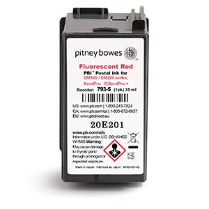 Original Pitney Bowes 793-5 Standard Yield Fluorescent Red Ink Cartridge