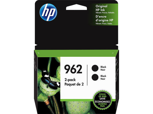 Original HP 962 Standard Yield Black Ink Cartridge, 3JB33AN-2 Pack