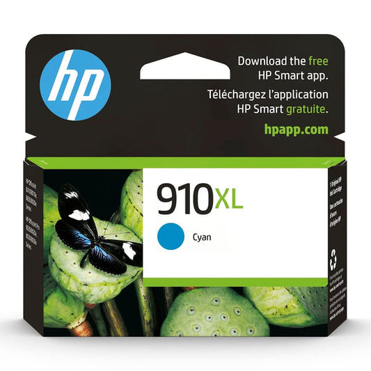 Original HP 910XL High Yield Cyan Ink Cartridge, 3YL62AN