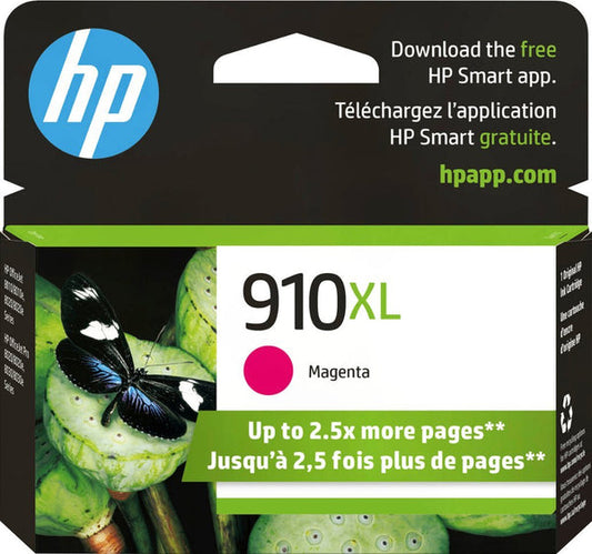 Original HP 910XL High Yield Magenta Ink Cartridge, 3YL63AN