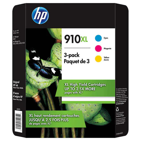 Original HP 910XL High Yield Cyan, Magenta, Yellow Ink Cartridge