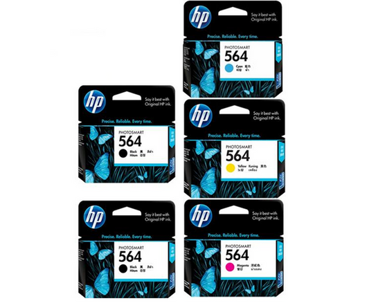 Original HP 564 Standard Yield 2 Black, Cyan, Magenta, Yellow Ink (5-pack)