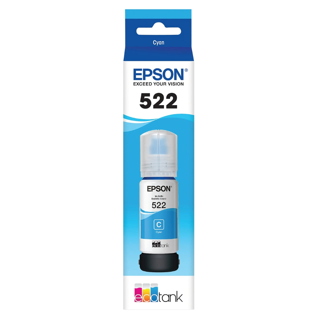 Original Epson T522 High-Yield Cyan Ink Bottle, T522220