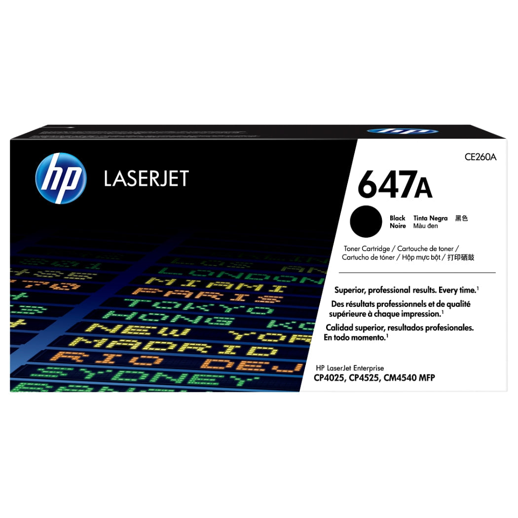 HP 647A Standard Yield Black LaserJet Toner Cartridge, CE260A