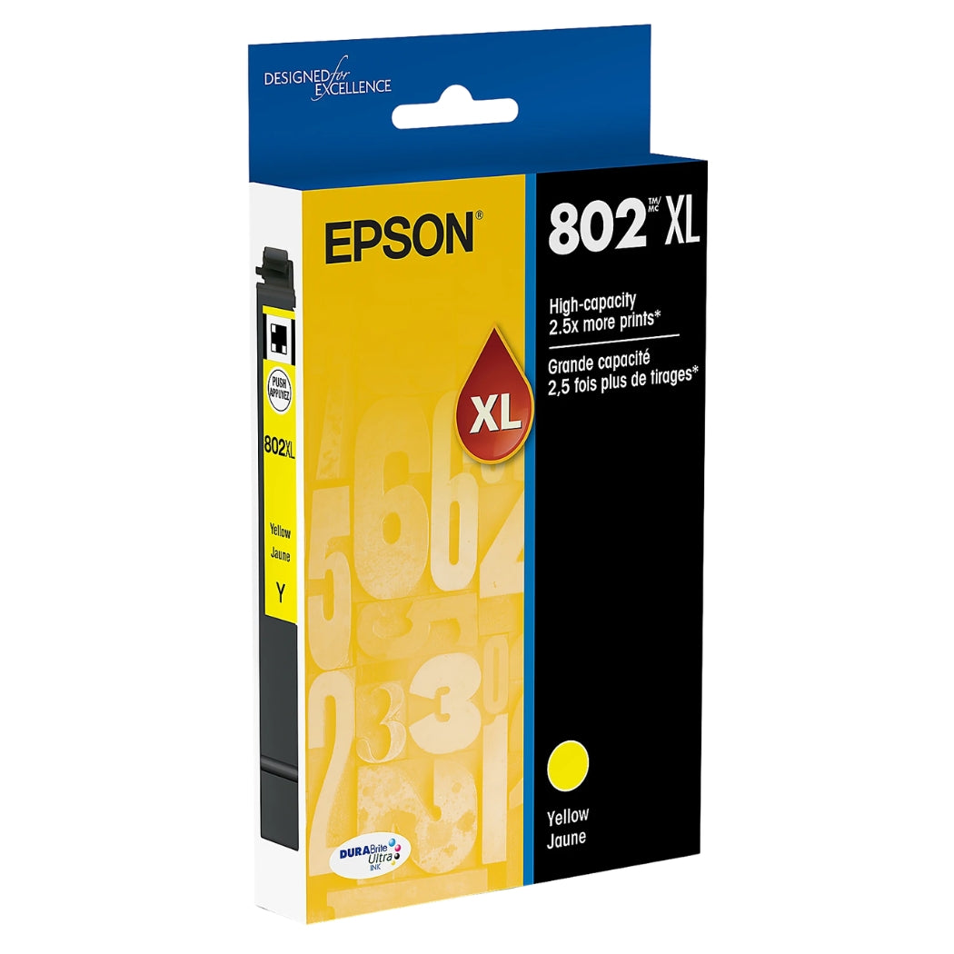 Original Epson T802XL High Yield Yellow Ink Cartridge, T802XL420
