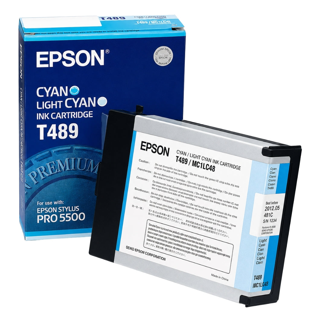 Genuine Epson T489 Standard Yield Light Cyan Ink Cartridge, T489011