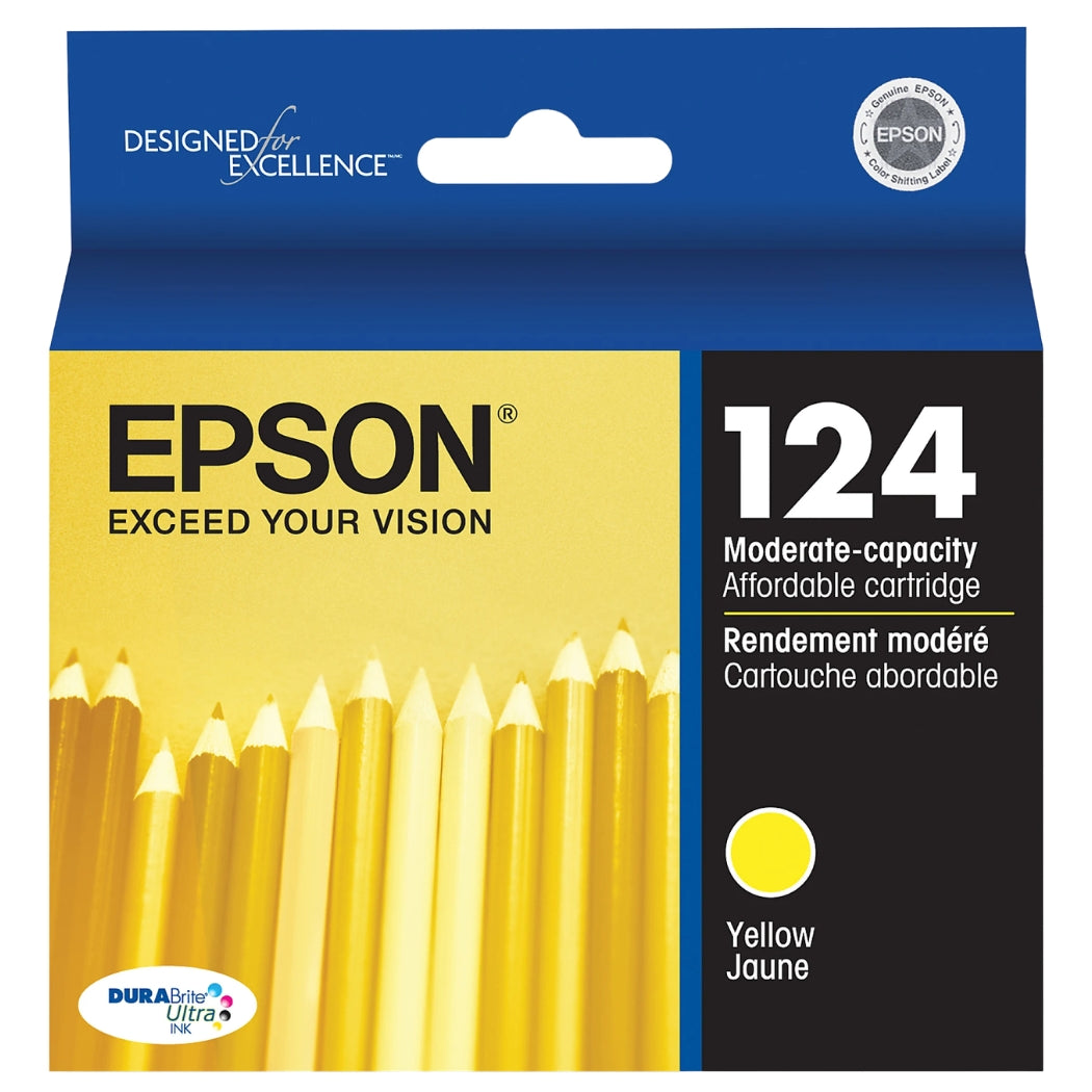 Original Epson T124 Standard Yield Yellow Ink Cartridge, T124420