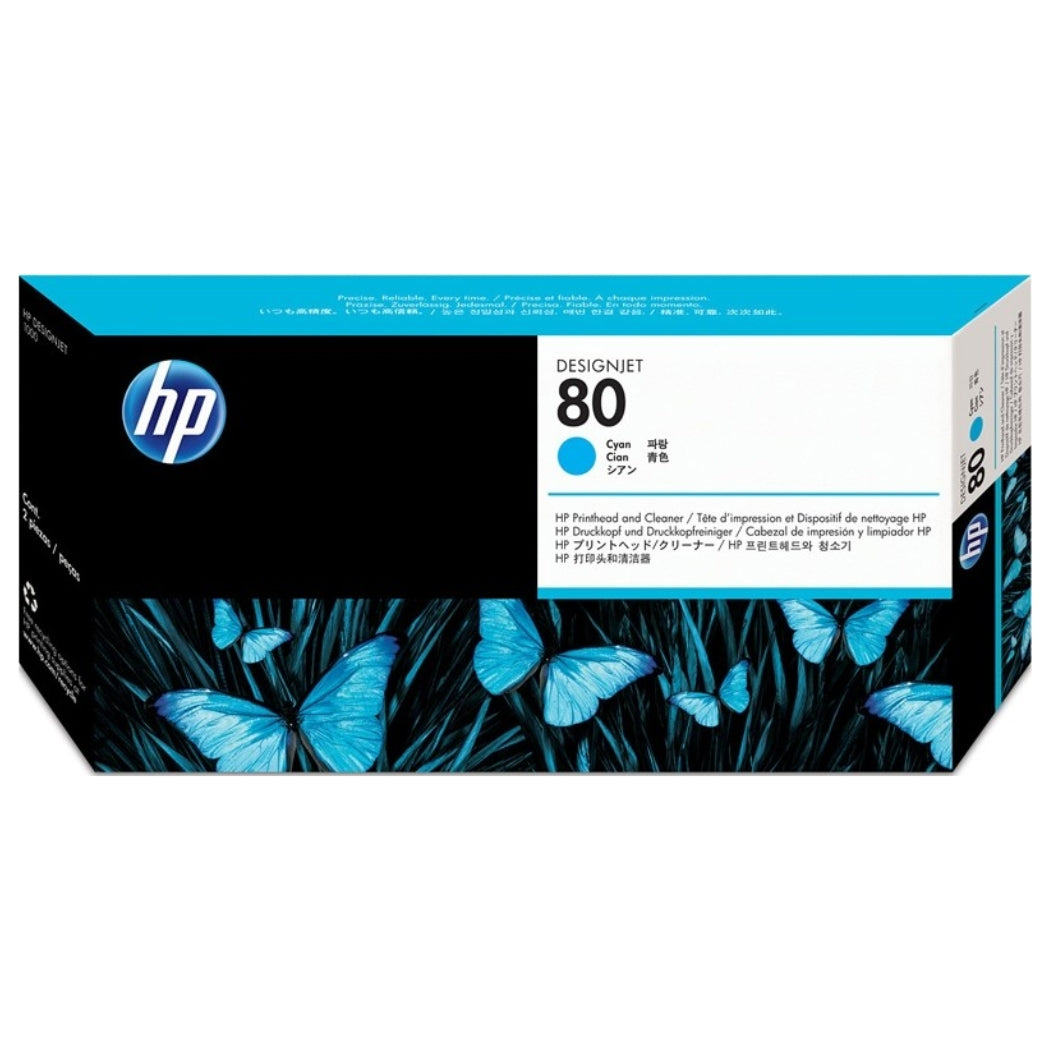 HP 80 (C4821A) Cyan Printhead & Printhead Cleaner
