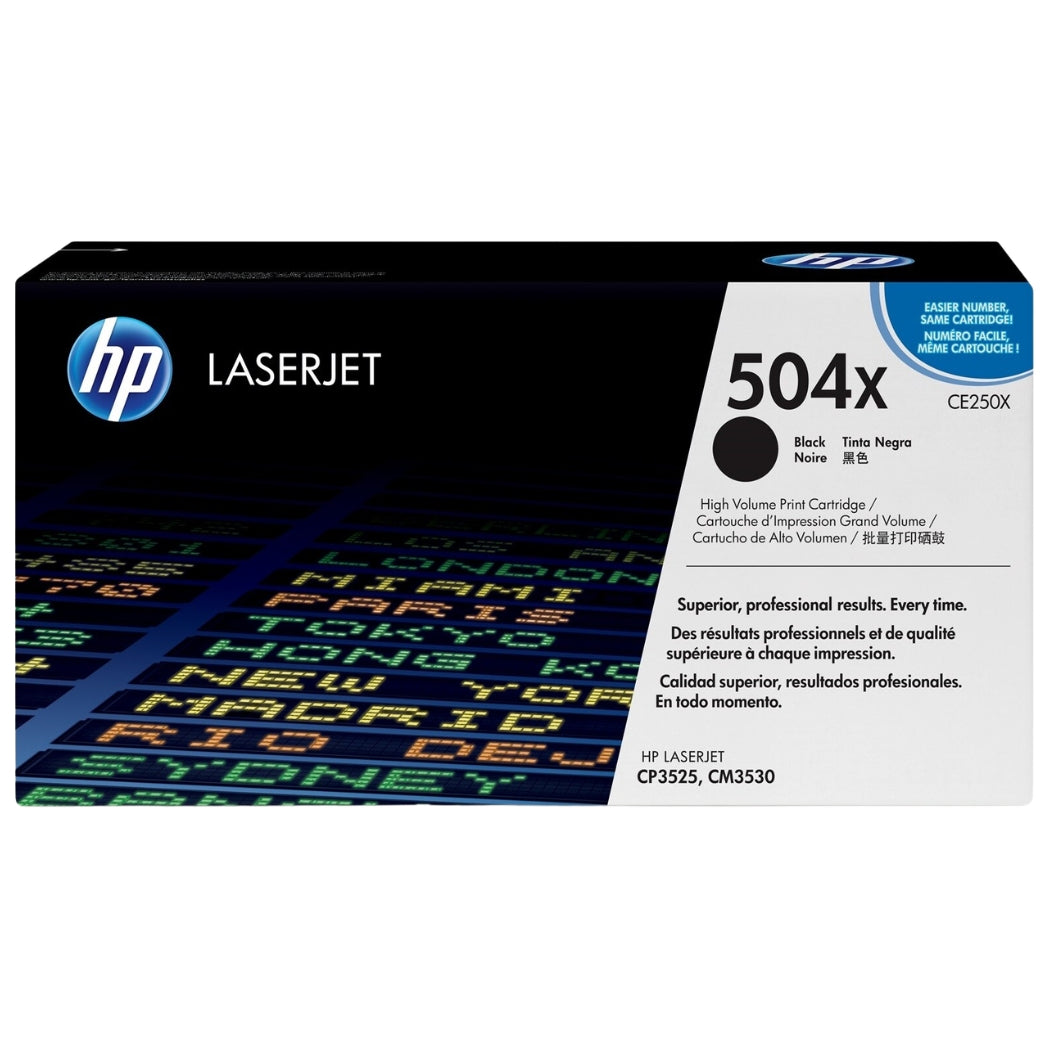 HP 504X Standard Yield Black LaserJet Toner Cartridge, CE250X
