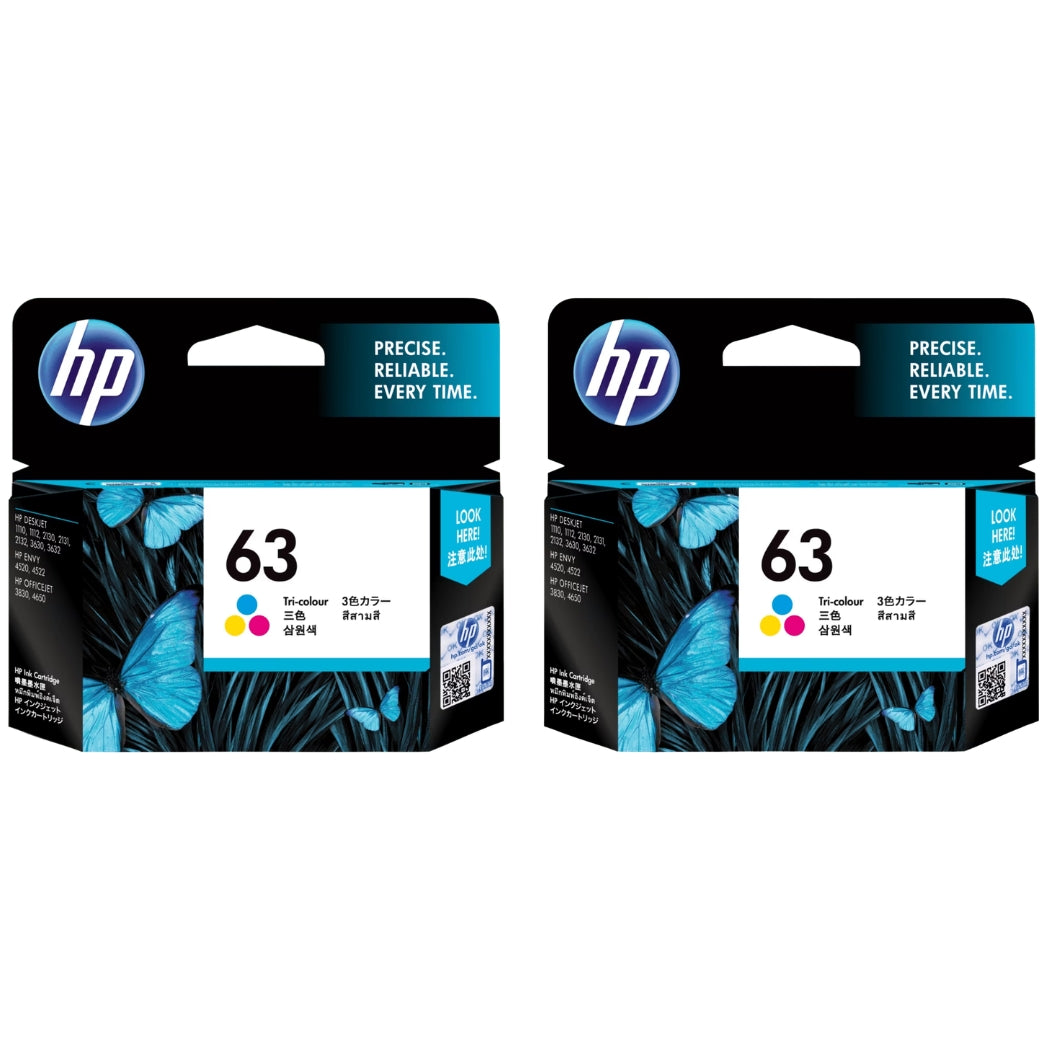 Original HP 63 (F6U61AN) Tri-Color Ink Cartridge- 2 Pack