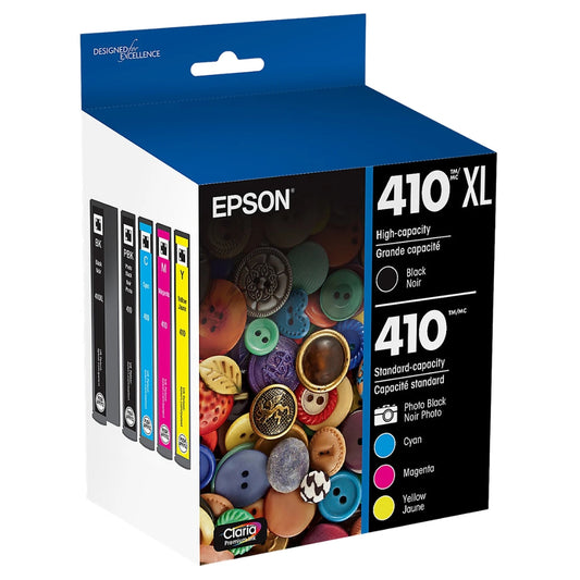 Epson 410XL Black and 410 Photo Black and Color Ink Cartridges