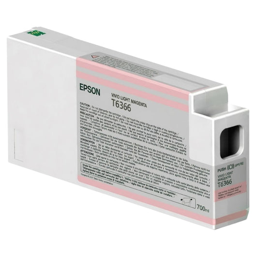 Original Epson T636 Standard-Yield Vivid Light Magenta Ink Cartridge, T636600