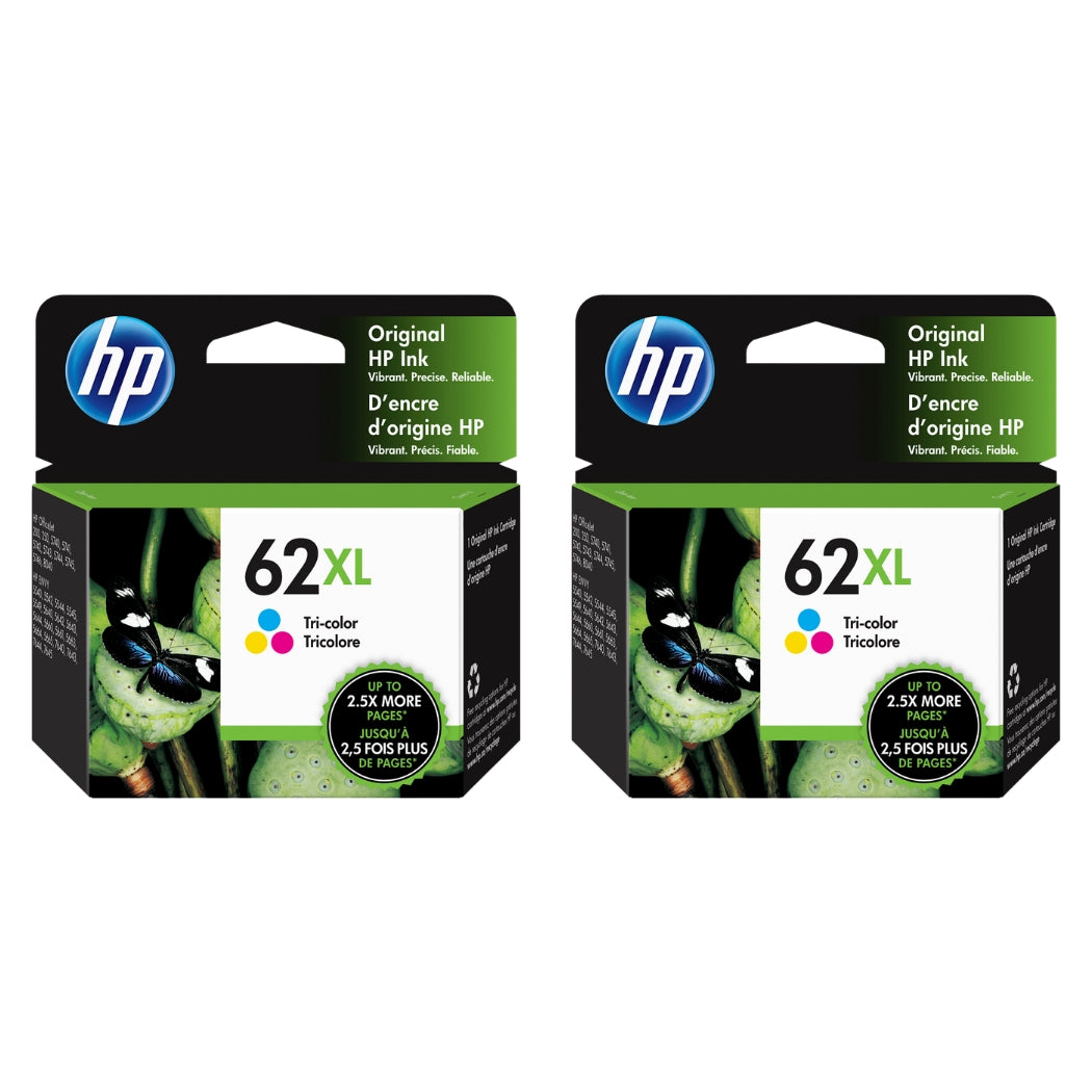 HP 62XL (C2P07AN) Tri-Color Ink Cartridge - Twin Pack