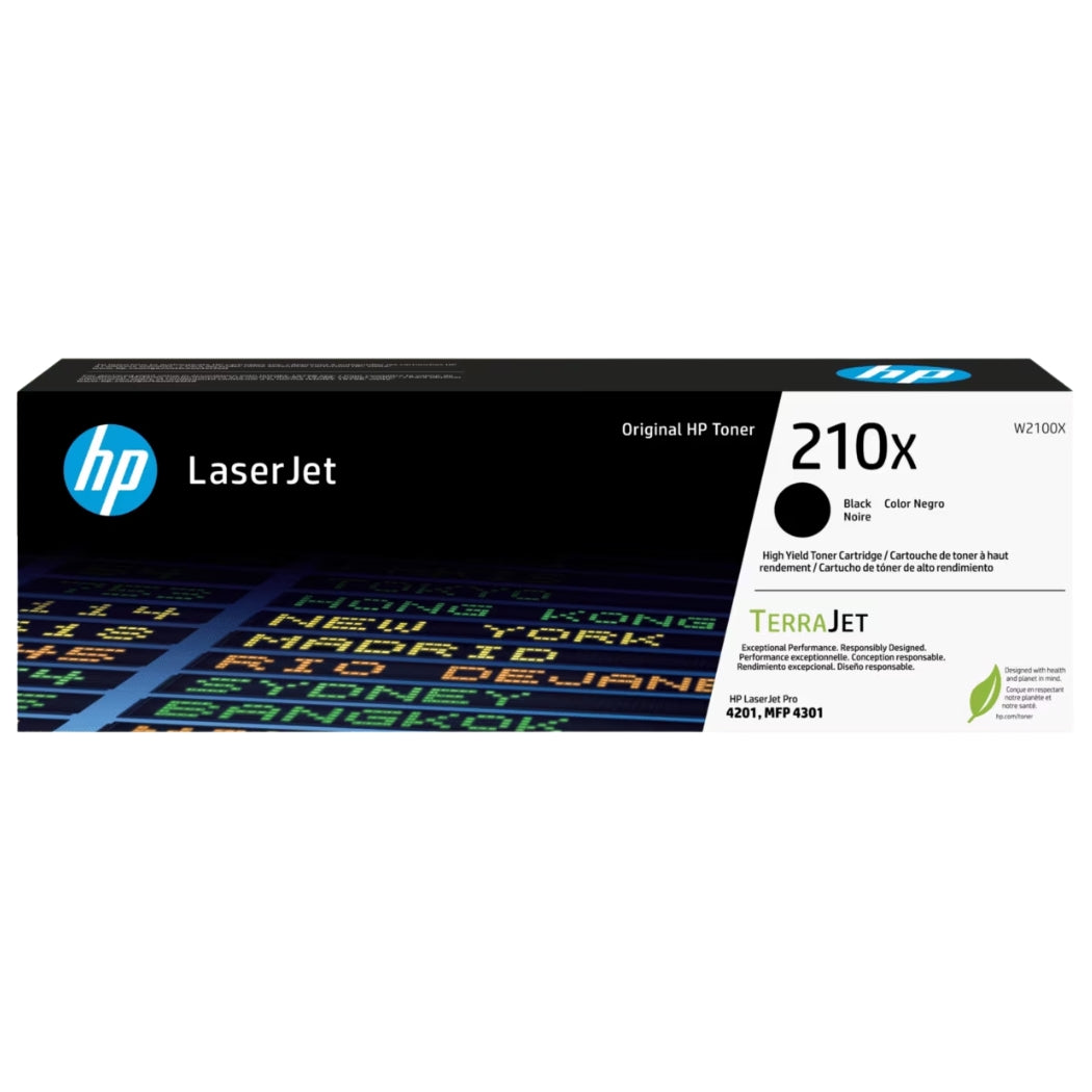 Original HP 210X High Yield Black Toner Cartridge, W2100X