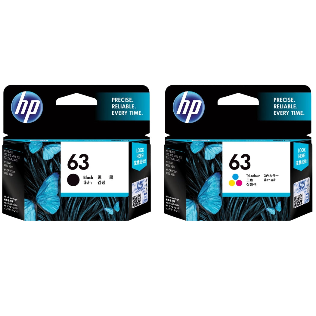 Original High Yield HP 63 Black and Tri-Color Ink Cartridge