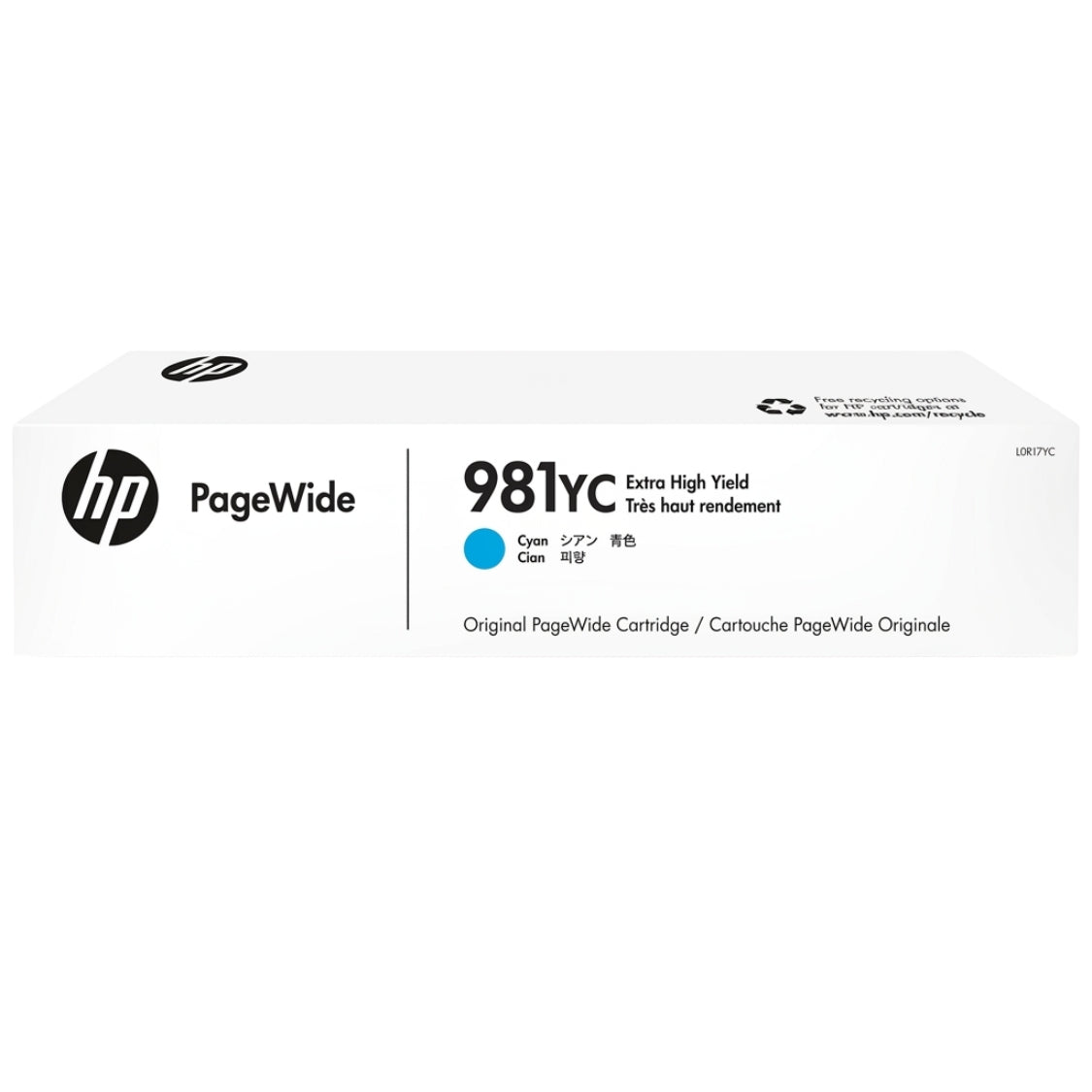 Original HP 981YC Extra High Yield Cyan PageWide Ink Cartridge, L0R17YC