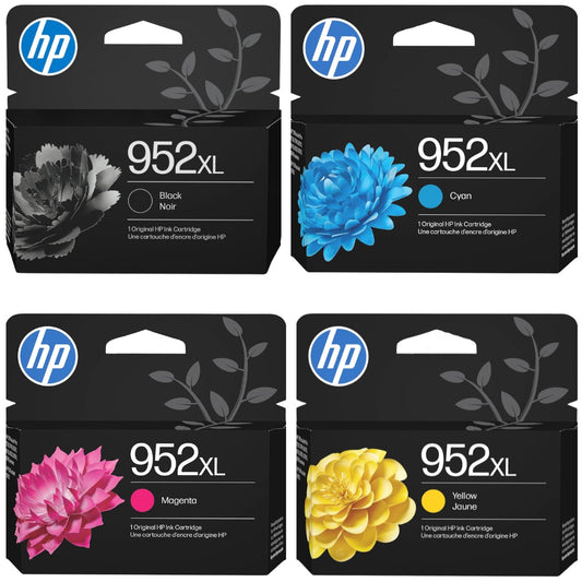 New Genuine HP 952XL Black, Cyan, Magenta, Yellow Ink Cartridge - 4 Pack