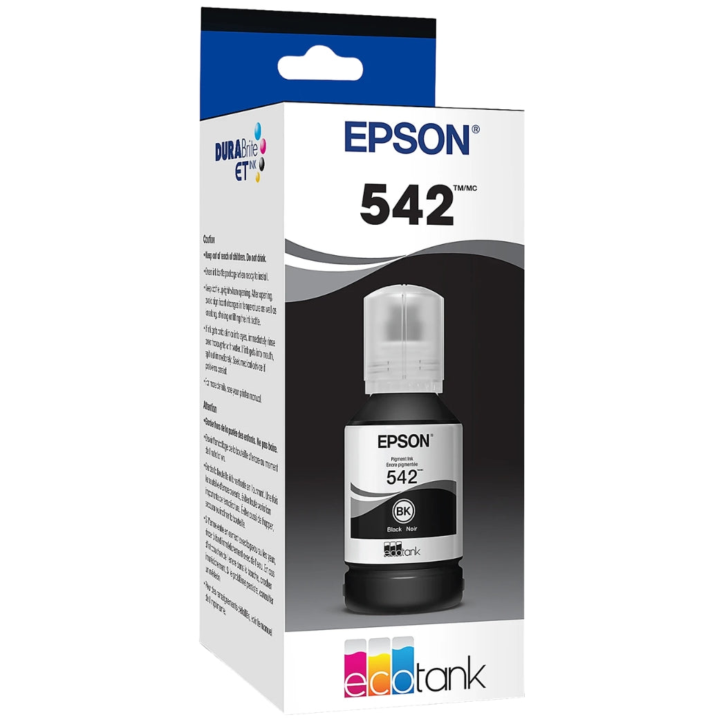 Genuine Epson T542 Standard Yield Black Ink Bottle, T542120