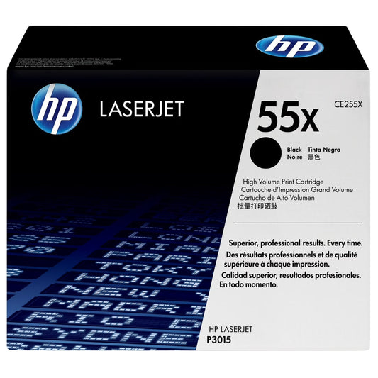 HP 55X High Yield Black LaserJet Toner Cartridge, CE255X