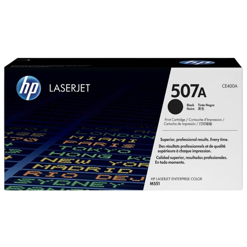 Genuine HP 507A Standard-Yield Black LaserJet Toner Cartridge, CE400A