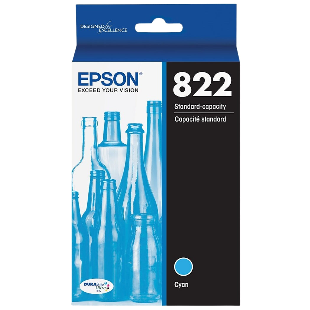Epson T822 Standard Yield Cyan Single Ink Cartridge, T822220-S