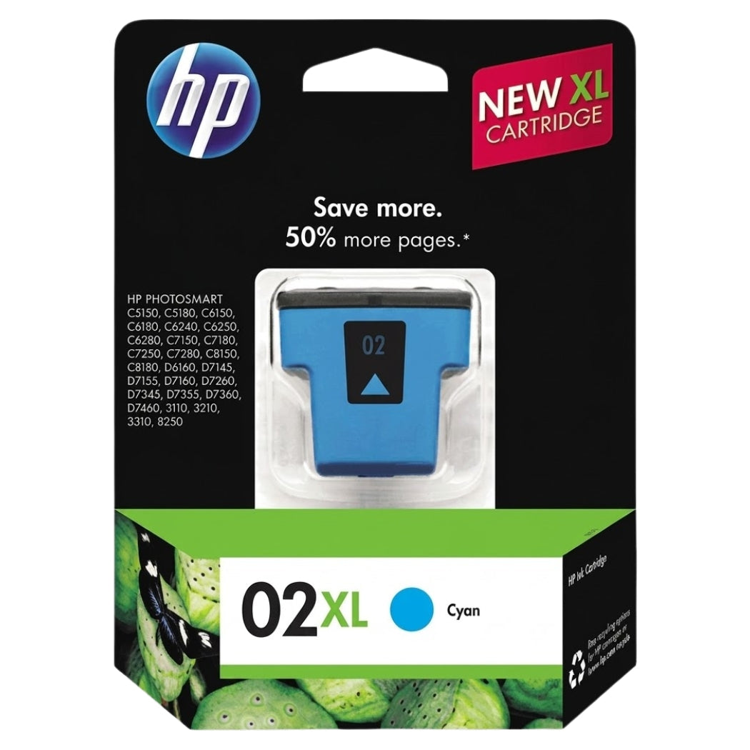 Genuine HP 02XL (C8730WN) Cyan Ink Cartridge