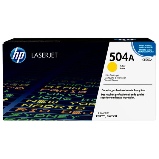 HP 504A Standard Yield Yellow LaserJet Toner Cartridge, CE252A