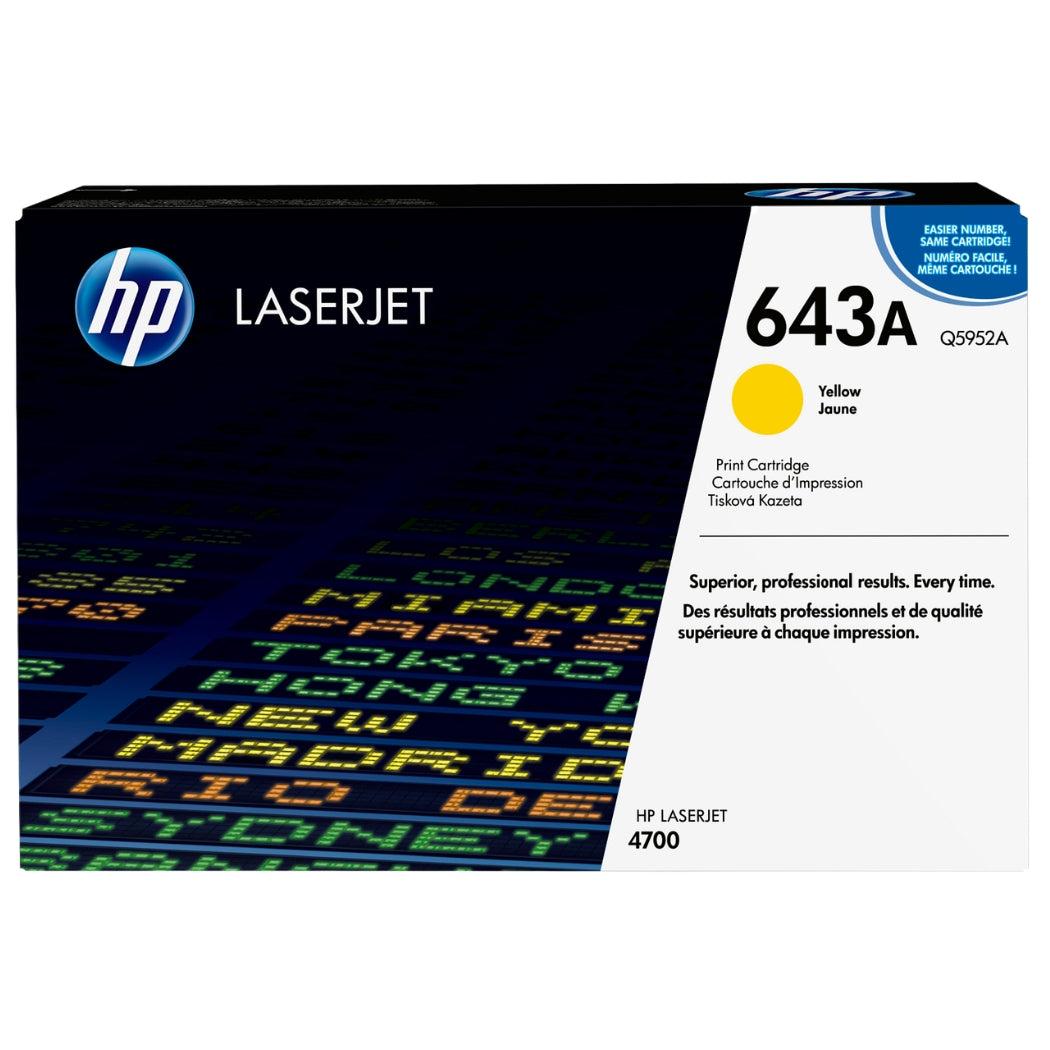 HP 643A Standard Yield Yellow LaserJet Toner Cartridge, Q5952A