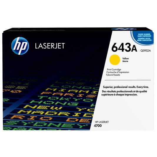 HP 643A Standard Yield Yellow LaserJet Toner Cartridge, Q5952A
