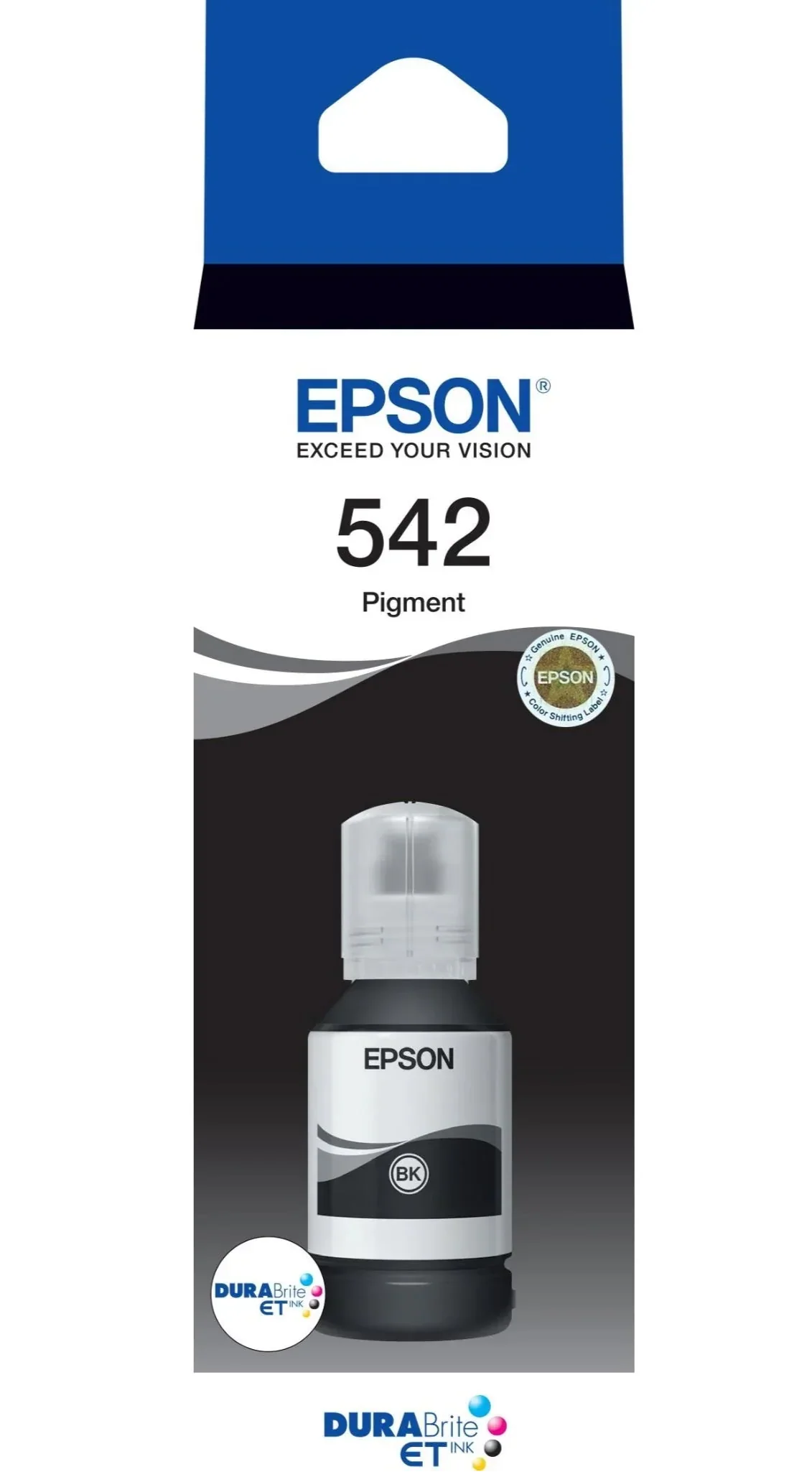 Genuine Epson T542 Standard Yield Black Ink Bottle, T542120