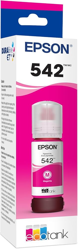 Genuine Epson T542 70ml Standard Yield Magenta Ink Bottle, T542320