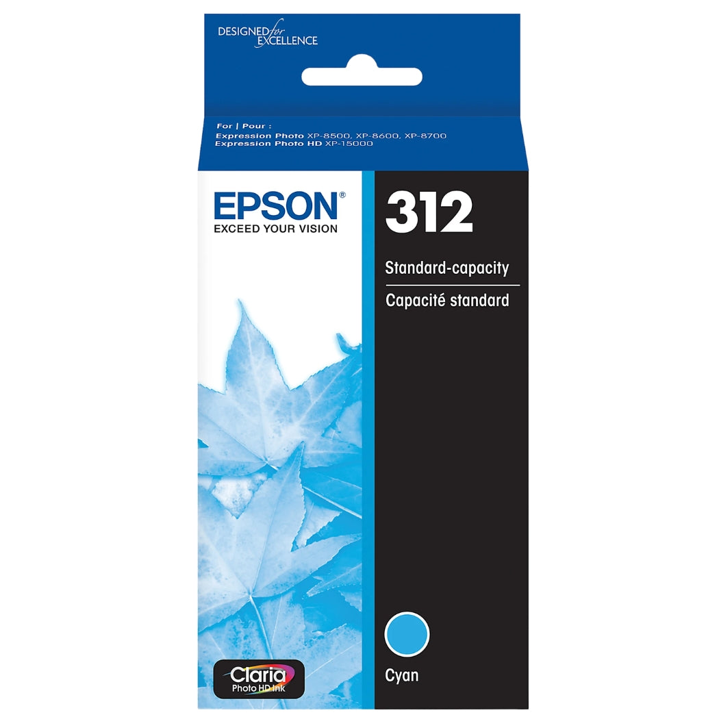 Genuine Epson 312 Cyan Claria Photo HD Ink Cartridge, T312220